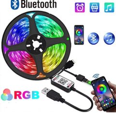 Світлодіодна RGB стрічка 20 метрів Bluetooth 5050 живлення USB керування з телефону
