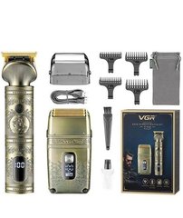 Набір для гоління триммер із змінними насадками та електробритва VGR V-649 професійний набір барбера