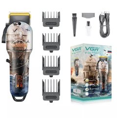 Потужна машинка для стрижки волосся бездротова з LED-дисплеєм VGR V-689