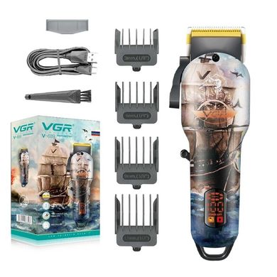 Мощная машинка для стрижки волос беспроводная с LED-дисплеем VGR V-689