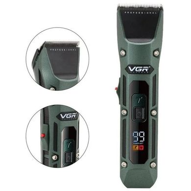 Машинка для стрижки волос, бороды и усов беспроводная VGR V-696 Триммер с LED дисплеем и подставкой