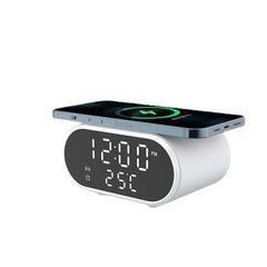 Беспроводное зарядное устройство часы с будильником и термометром 3в1 AY-22 Charge Qi 15w  Белый