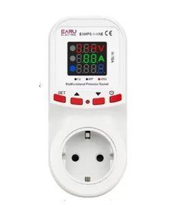 Реле напряжения регулируемое EARU EAMPS-1-VAE с цифровым LED-дисплеем для защиты бытовой техники от перепадов, 16А 140-300В