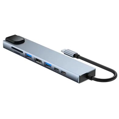 Многопортовый переходник USB-C хаб Type C OEM 8 в 1 USB HUB to HDMI HDTV PD USB C USB 3.0 SD TF RJ45 LAN