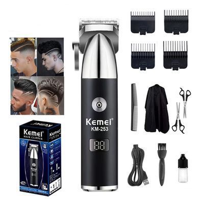 Машинка для стрижки триммер Kemei Km-253 з дисплеєм