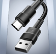 Кабель Toocki Cable USB to Type-C QC3.0 3A 1m Черный