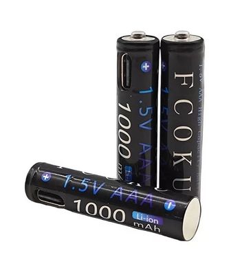 Акумулятор AAA 1000mah Fcoku 1.5v з роз'ємом Type-C