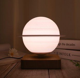 Настольная левитационная лампа ночник Планета Сатурн Levitating Lamp Saturn Dark Wood Grain