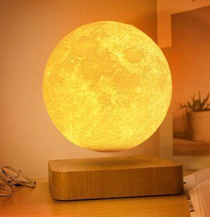 Настольная левитационная лампа ночник Луна Levitating Lamp Moon Light Wood Grain