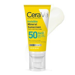Солнцезащитный минеральный крем для лица CeraVe Invisible Mineral Sunscreen SPF 50 для чувствительной кожи, 48 мл