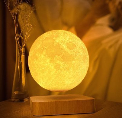 Настільна левітаційна лампа нічник Місяць Levitating Lamp Moon Light Wood Grain