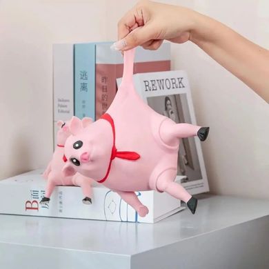 Антистресс игрушка эластичная свинья сквиш 25 см розовая
