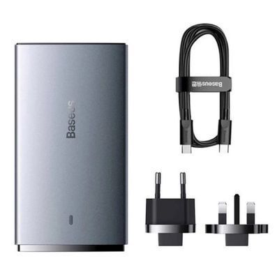 Сетевое зарядное устройство адаптер Baseus GaN5 65W Pro Ultra-Slim Fast Charger C+U Gray