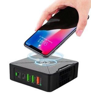 Сетевое зарядное устройство PD-75W с функцией беспроводной зарядки Qi WPC1.2