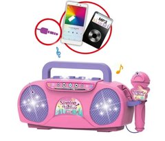 Магнитофон Детский с микрофоном Подключение к телефону с подсветкой
