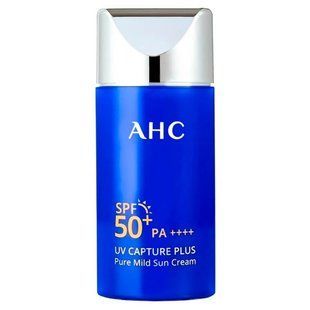 Солнцезащитный увлажняющий крем для лица AHC UV Capture Plus Pure Mild Sun Cream SPF 50+ PA++++ для сияния и защиты кожи, 50 мл